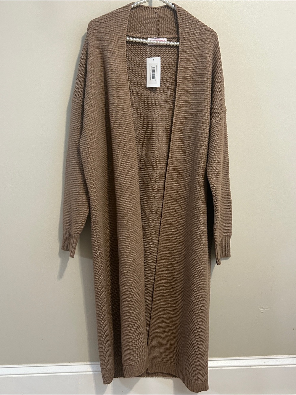 NEW Discount Divas Luxe Longline Cardigan Sweater Brown Large
